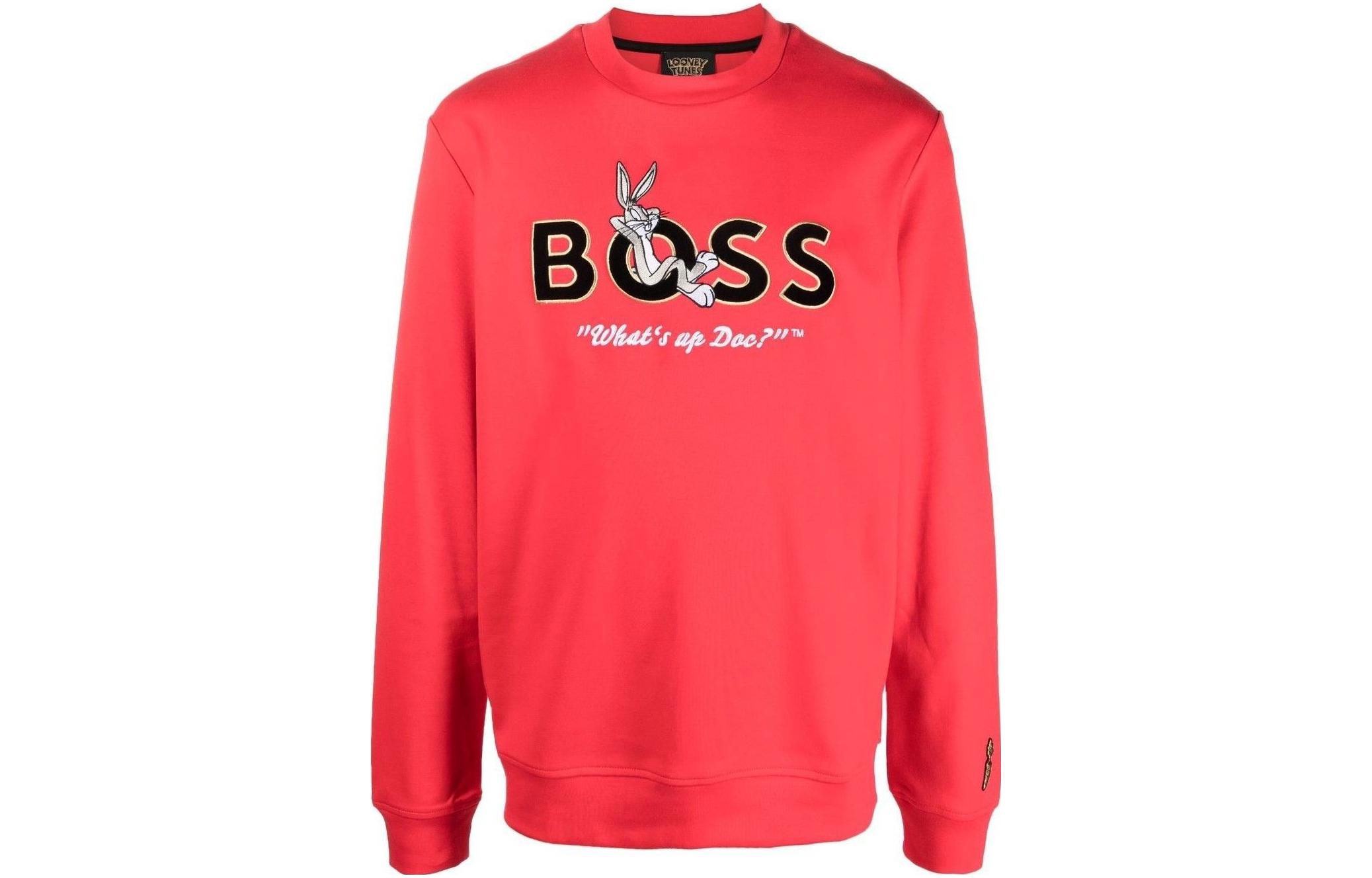 HUGO BOSS Cartoon Animal Graphic Sweatshirt in Watermelon Red 50486310-623