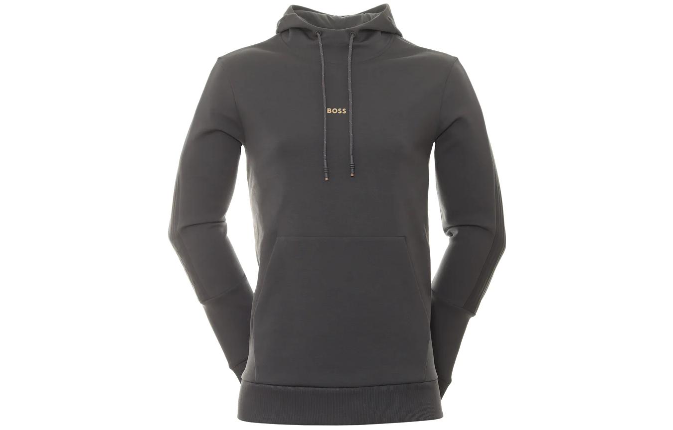 HUGO BOSS Casual Letter Print Hoodie Dark Grey Long Sleeve 50493503-027