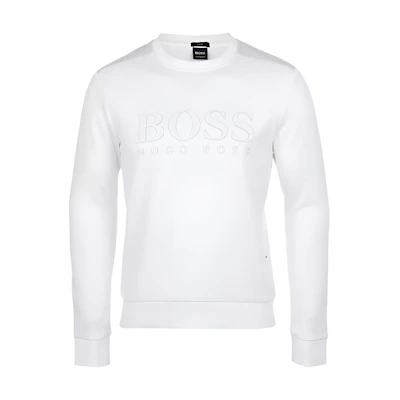 HUGO BOSS Colorblock Crewneck Casual Long-Sleeve Sweatshirt White 50379126-100