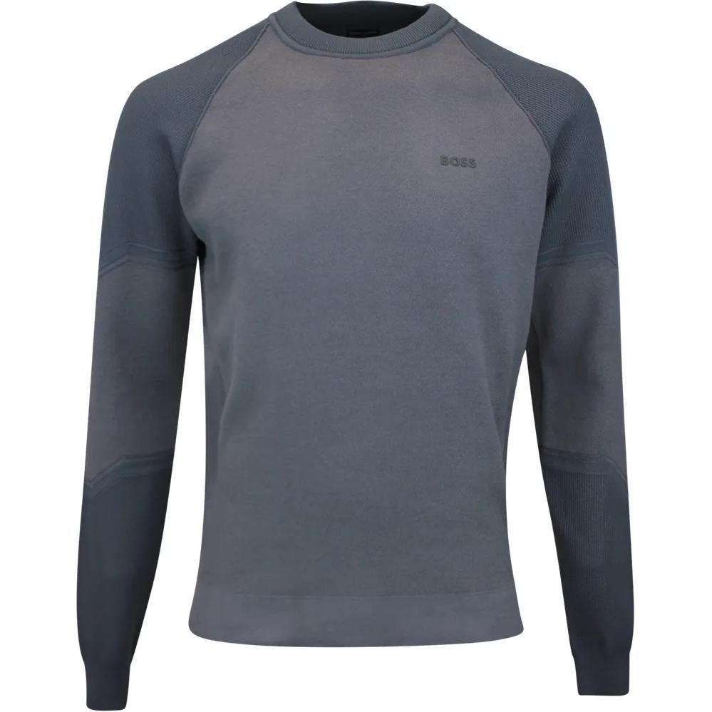 HUGO BOSS Colorblock Crewneck Logo Print Long Sleeve Sweatshirt Grey 50498523-027