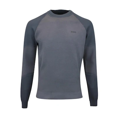 HUGO BOSS Colorblock Crewneck Logo Print Long Sleeve Sweatshirt Grey 50498523-027