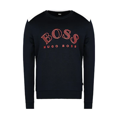 HUGO BOSS Colorblock Logo Crewneck Sweatshirt - Dark Blue 50418718-410