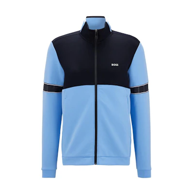 HUGO BOSS Colorblock Logo Print Zip-Up Jacket Men’s Bright Blue 50477026-439