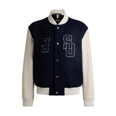 HUGO BOSS Colorblock Logo Printed Stand Collar Jacket Unisex Blue 50529440-404