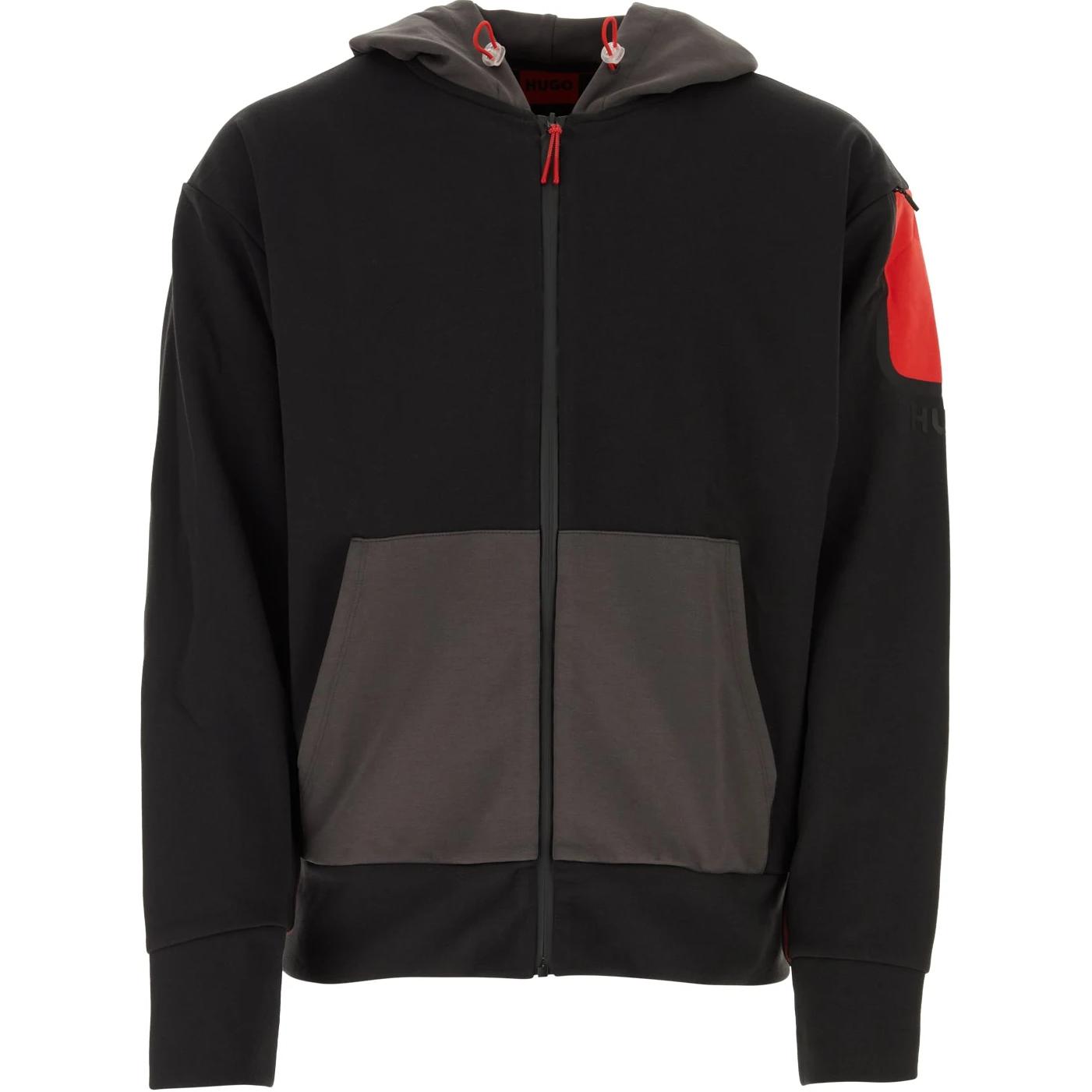 HUGO BOSS Colorblock Zip-Up Hoodie Black 50496365-001