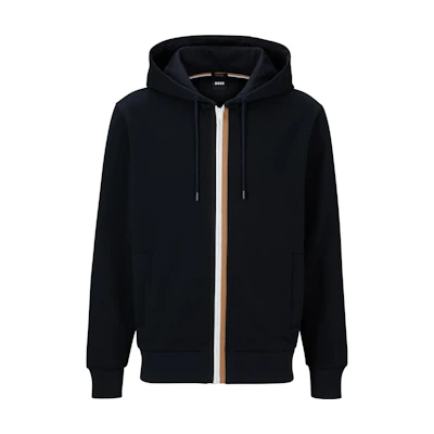 HUGO BOSS Colorblock Zip-Up Hoodie Navy Blue - Long Sleeve 50494590-404
