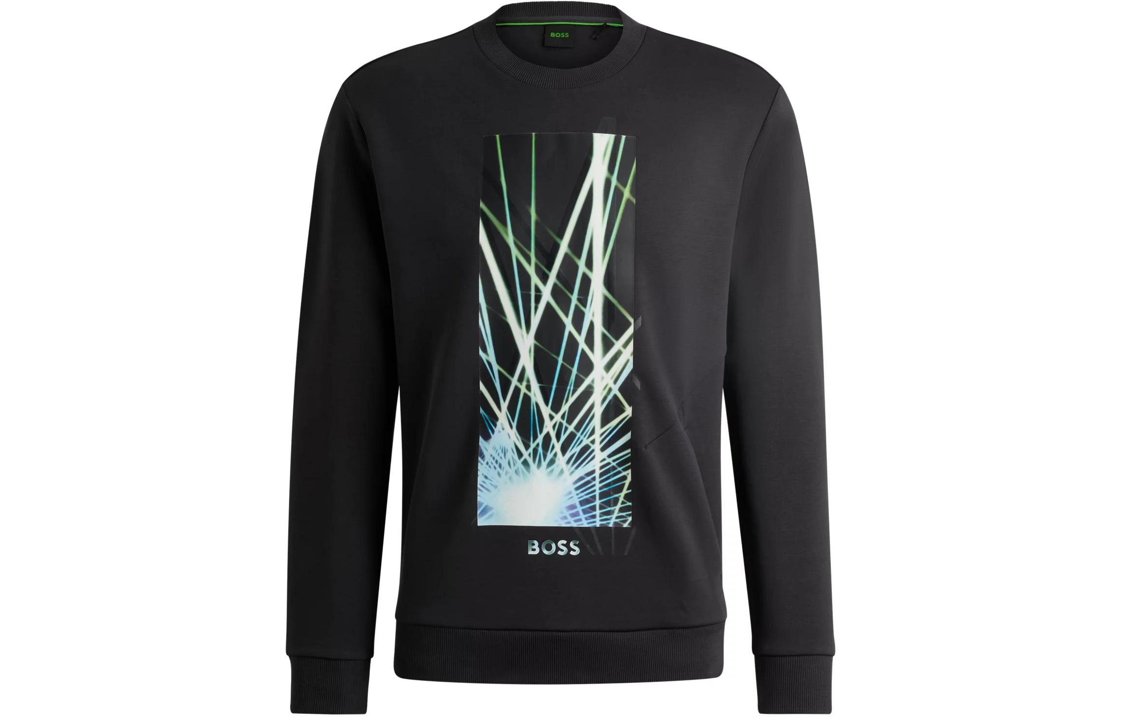 HUGO BOSS Cotton-Blend Sweatshirt 3D Logo Black Crewneck Men’s Long Sleeve 50510350-017