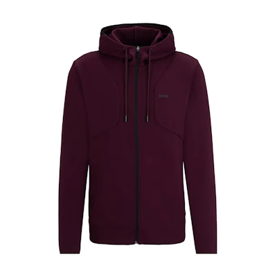 HUGO BOSS Cotton-Blend Zip-Up Hoodie with HD Logo Print in Purple Pink 50504751-697