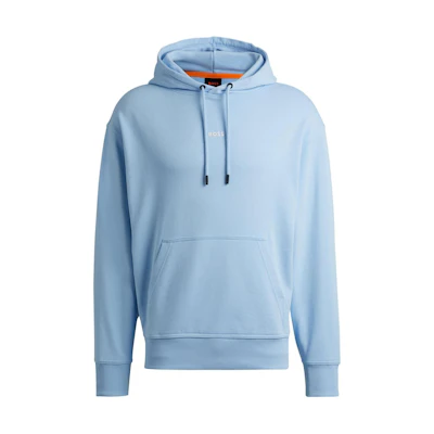 HUGO BOSS Cotton-Terry Hoodie with Contrast Logo Light Blue 50514530-460