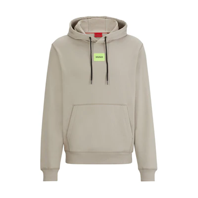HUGO BOSS Cotton-Terry Hoodie with Logo Label Light Grey Pullover 50458700055