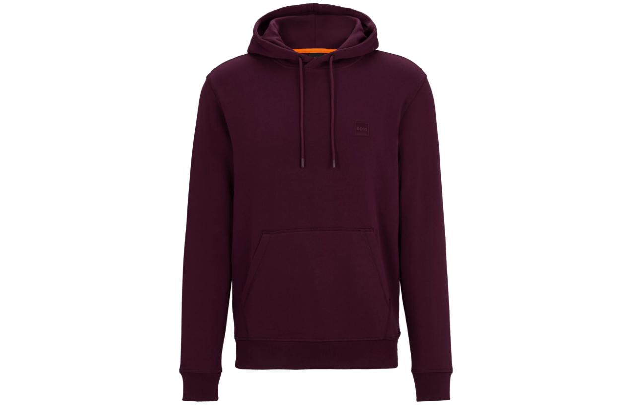 HUGO BOSS Cotton-Terry Hoodie with Logo Patch Purple Pullover 50509314-510
