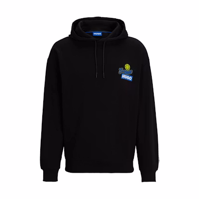 HUGO BOSS Cotton-Terry Hoodie with Seasonal Artwork Black Pullover 50513290001