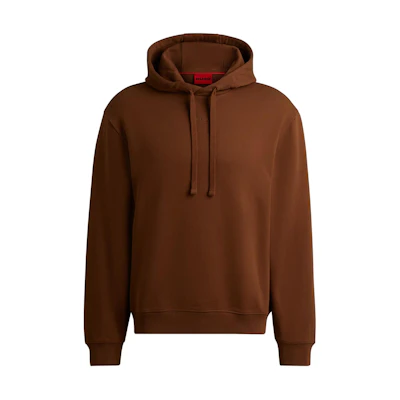 HUGO BOSS Cotton-Terry Relaxed-Fit Logo Hoodie Brown Pullover Sweater 50486478-212
