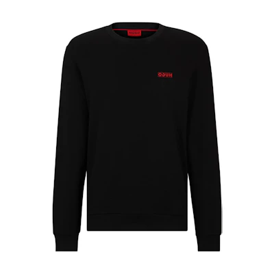 HUGO BOSS Cotton-Terry Reverse Logo Sweatshirt Black Crewneck Pullover 50483666-001
