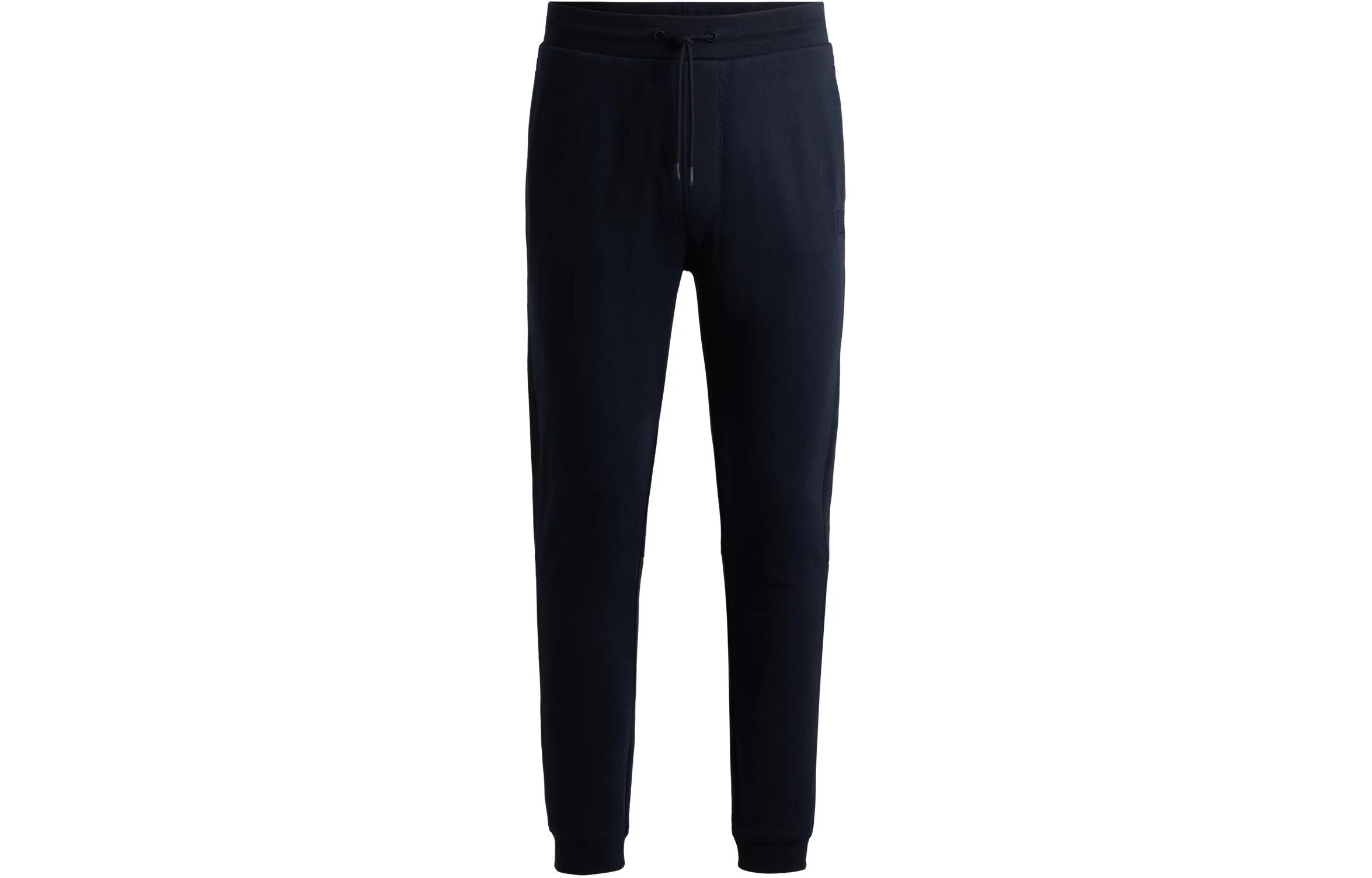 Order HUGO BOSS Cotton Terry Relaxed Fit Tracksuit Pants with Logo Patch - Blue. 50509303-404