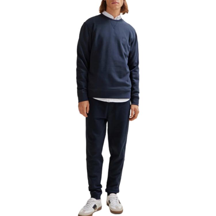 Lookbook HUGO BOSS Cotton Terry Relaxed Fit Tracksuit Pants with Logo Patch - Blue. 50509303-404
