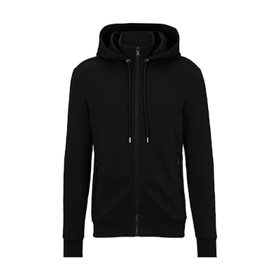 HUGO BOSS Cotton Zip-Up Hoodie Monogram Jacquard Black Jacket 50498861-001