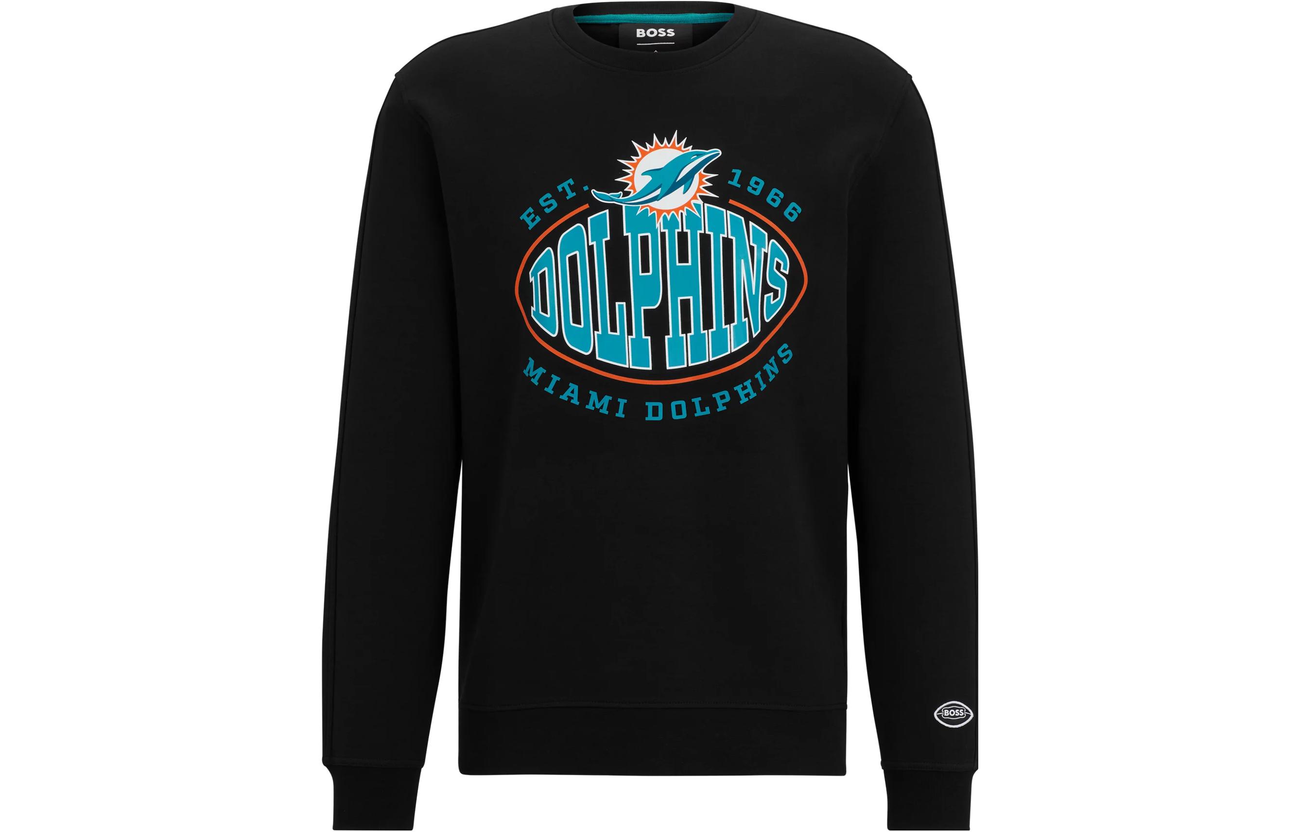 HUGO BOSS Crewneck Letter Print Slim Pullover Sweatshirt Black Blue 50504600-001