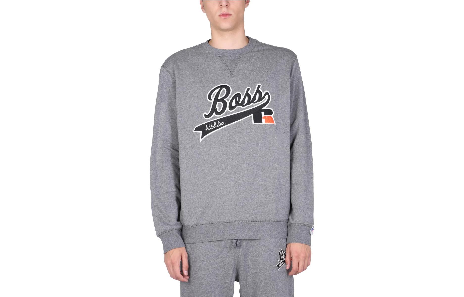HUGO BOSS Crewneck Logo Embroidered Sweatshirt Grey 50463571-030