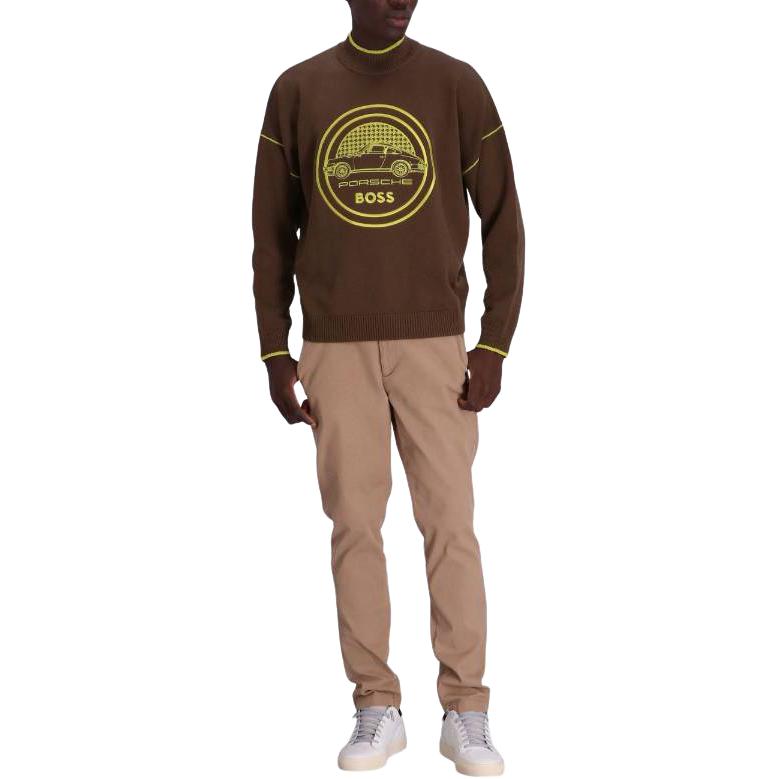 Lookbook HUGO BOSS 圓領標誌印花套頭衫 棕綠色 50496955-361