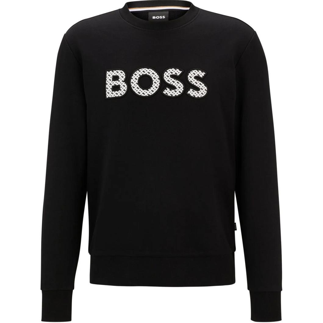 HUGO BOSS Crewneck Pullover Lettering Sweatshirt Black 50521117-002