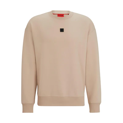 HUGO BOSS Crewneck Sweatshirt Light Brown with Solid Logo Ribbed Cuffs 50509270-267