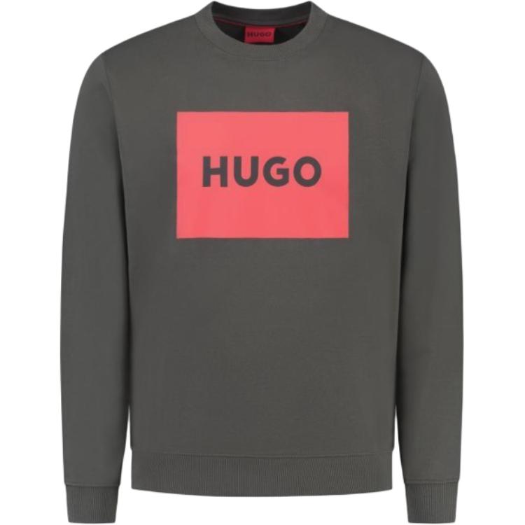 HUGO BOSS Crewneck Sweatshirt with Logo Print in Dark Gray 50467944-023
