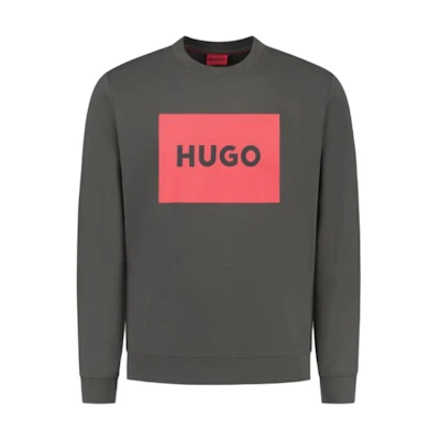 HUGO BOSS Crewneck Sweatshirt with Logo Print in Dark Gray 50467944-023