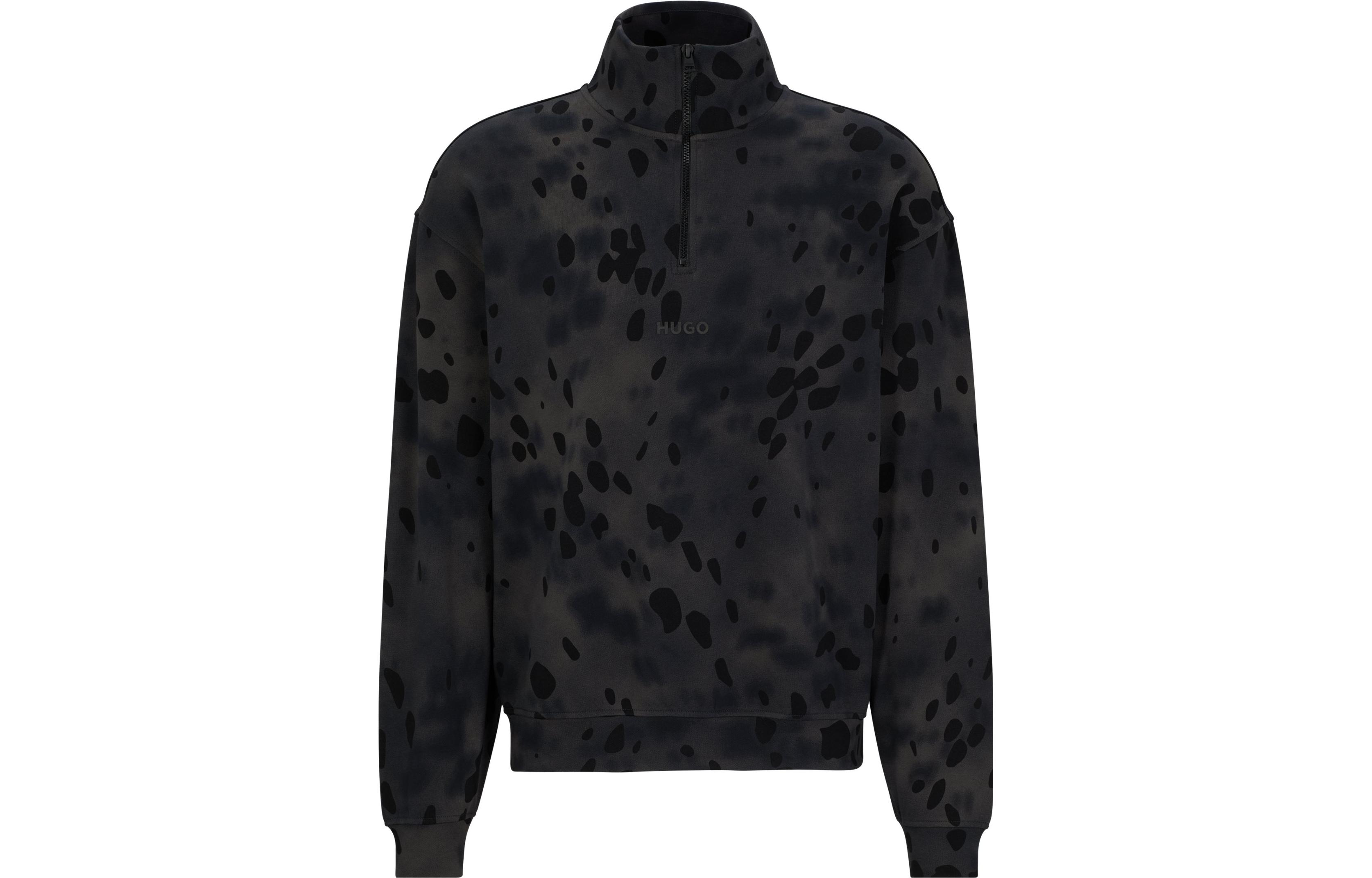 HUGO BOSS Dalmatian Print Stand Collar Long Sleeve Sweatshirt Dark Grey Men 50498226-028
