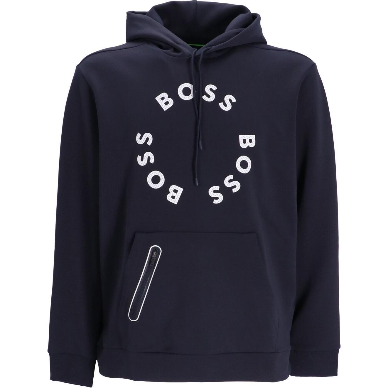 HUGO BOSS Dark Blue Letter Logo Print Hoodie 50487953-402