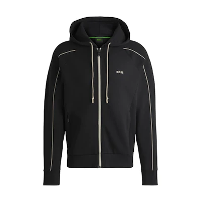 HUGO BOSS Embossed Pattern Hoodie Zip Jacket Black 50518197-001