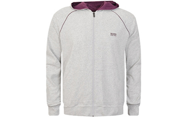 HUGO BOSS Embroidered Lightweight Hoodie Jacket - Gray 50381879-041