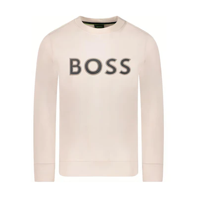 HUGO BOSS Embroidered Logo Crewneck Slim-Fit White Sweatshirt 50504748-271