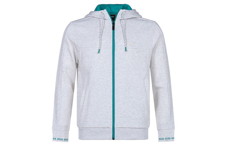 HUGO BOSS Embroidered Logo Hoodie Jacket Men’s Light Gray 50452458-057