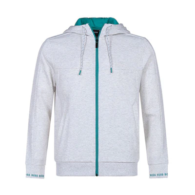 HUGO BOSS Embroidered Logo Hoodie Jacket Men’s Light Gray 50452458-057