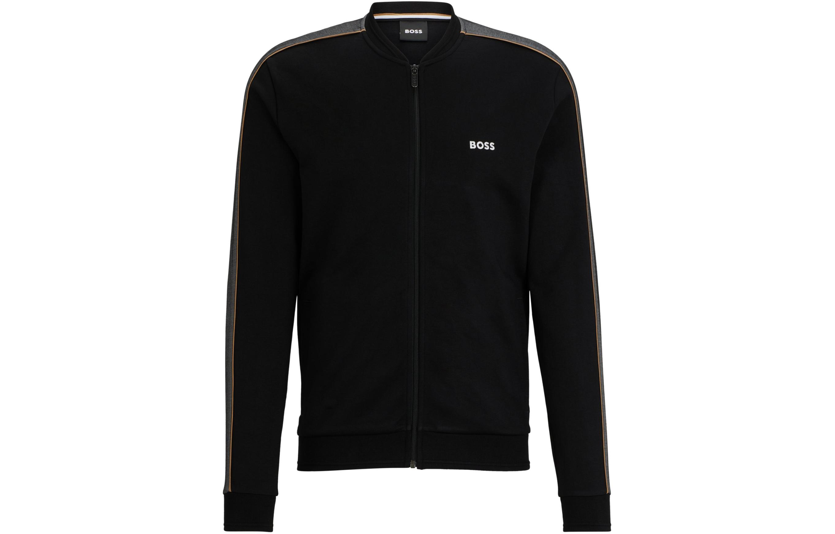 HUGO BOSS Embroidered Logo Zip-Up College Jacket Men’s Black 50511037001