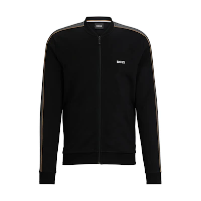 HUGO BOSS Embroidered Logo Zip-Up College Jacket Men’s Black 50511037001