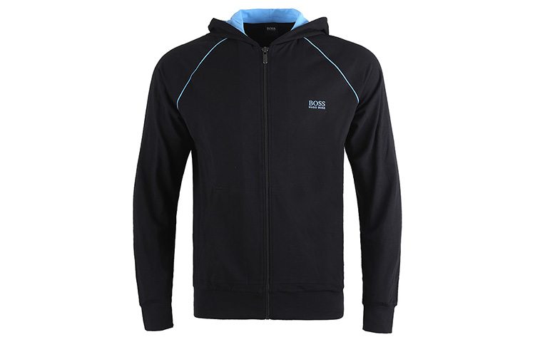 HUGO BOSS Embroidered Logo Zip-Up Hoodie Jacket Black 50381879-011