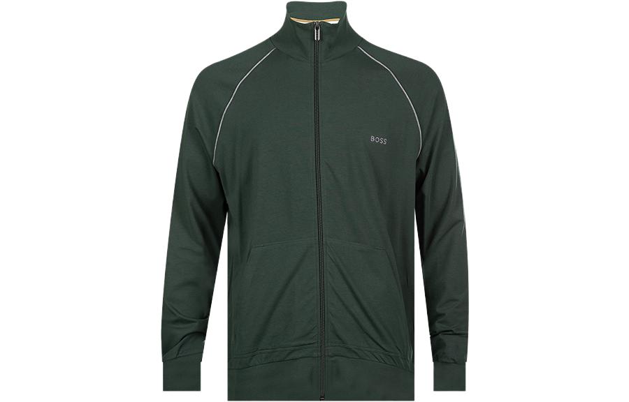 HUGO BOSS Embroidered Logo Zip-Up Long-Sleeve Sweatshirt Jacket Men Green 50469596-306