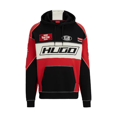 HUGO BOSS Embroidered Loose-Fit Hoodie Black/Red - 50508456-693