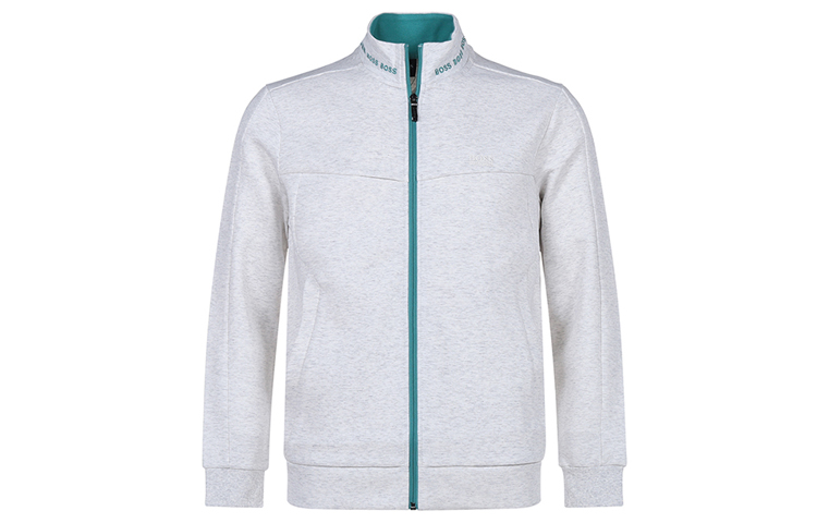 HUGO BOSS Embroidered Stand Collar Sports Jacket Light Grey 50452631-057