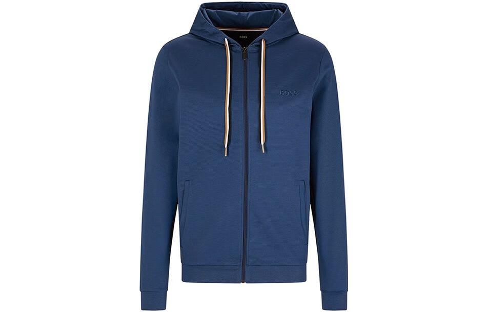 HUGO BOSS Embroidered Zip Hoodie Mid Blue 50474928-420