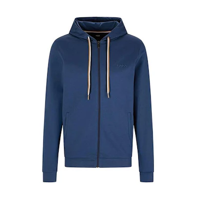 HUGO BOSS Embroidered Zip Hoodie Mid Blue 50474928-420