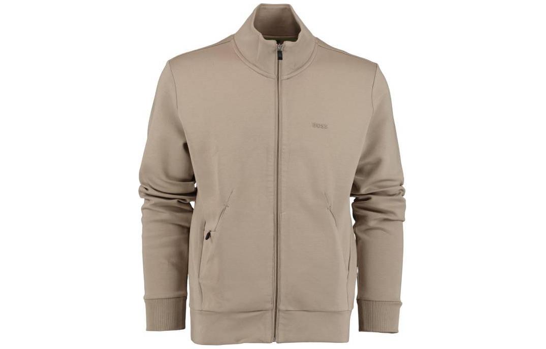 HUGO BOSS Fitted Zip-Up Stand Collar Jacket Khaki Color 50506152-334
