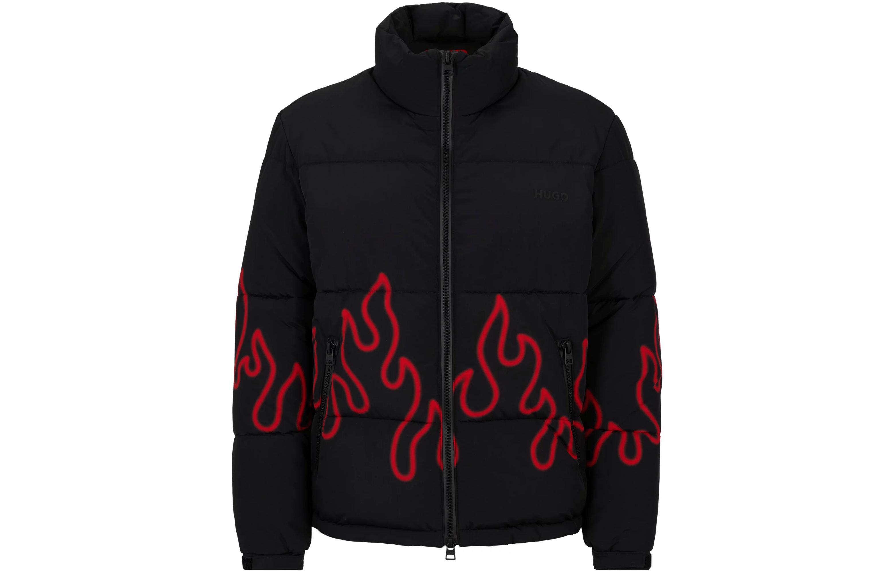 HUGO BOSS Flame Print Water-Repellent Padded Jacket - Black 50520514-001