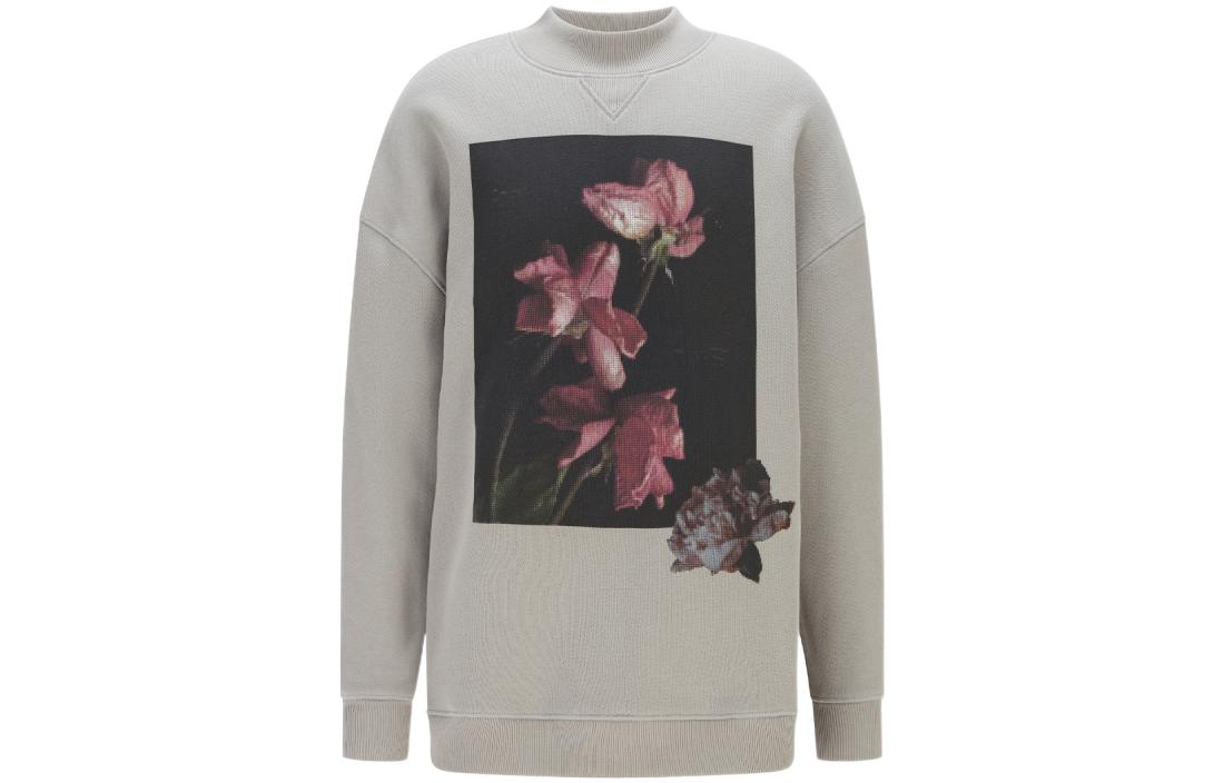 HUGO BOSS Floral Print Crewneck Sweatshirt Grey 50456990-051