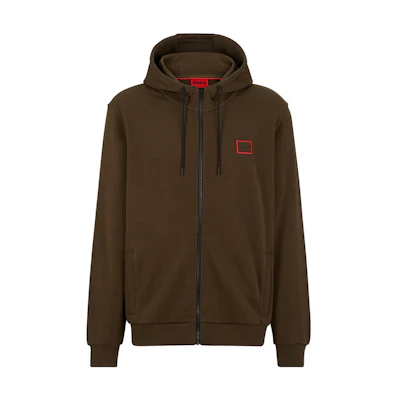 HUGO BOSS French Terry Zip-Up Hoodie Jacket - Dark Brown Fashion Trend 50481342-303