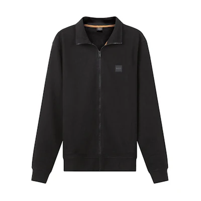 HUGO BOSS Full-Zip High Neck Jacket Black Mens Logo Patch Design 50468428-001