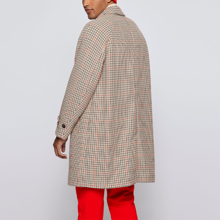 Purchase HUGO BOSS FW21 千鳥格紋中長款棕色鈕扣大衣. 50464120 262