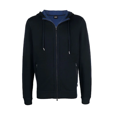 HUGO BOSS FW21 Black Long Sleeve Zip-Up Hoodie Jacket 50458466-404